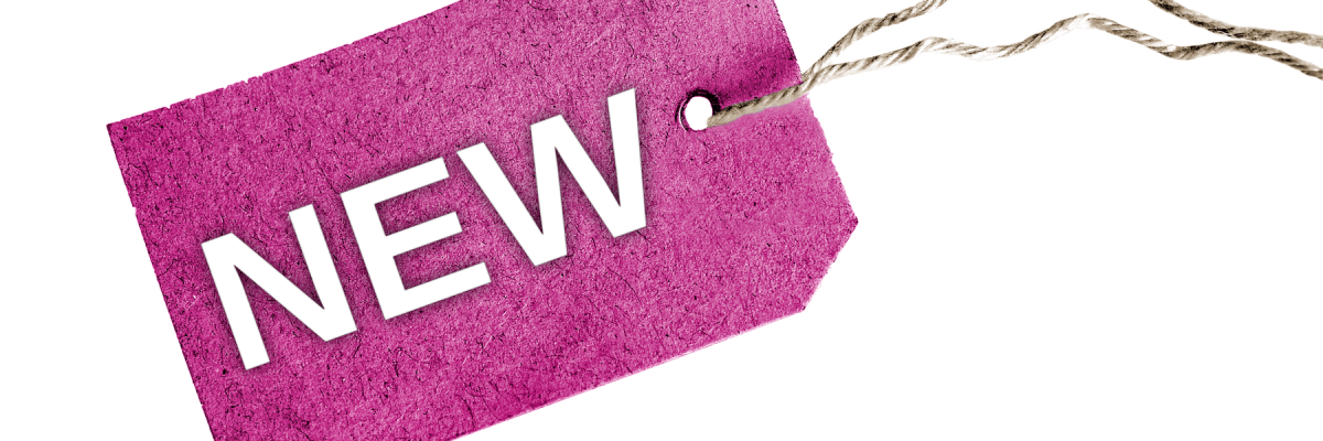 Purple tag that says new